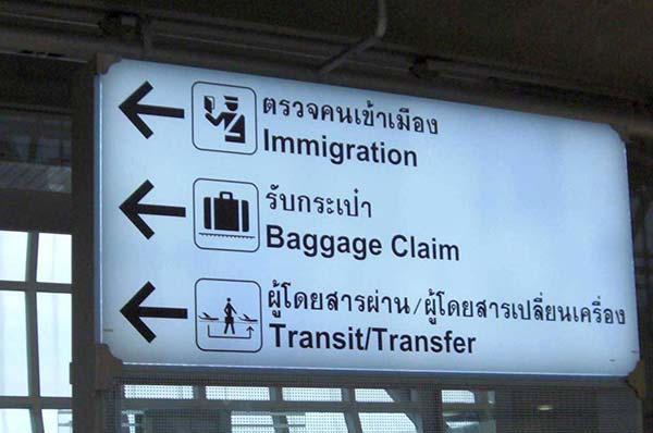 Flughafen Bangkok Schild