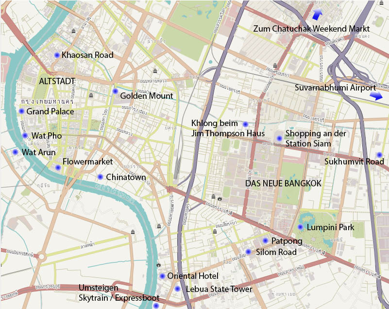 Stadtplan Sehenswürdigkeiten Bangkok